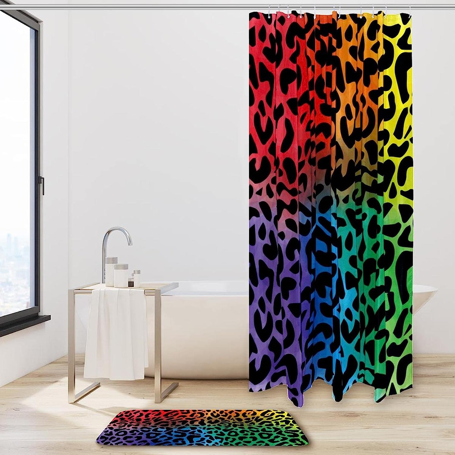 Chic Leopard Pattern Shower Curtain, Modern Bathroom Decor