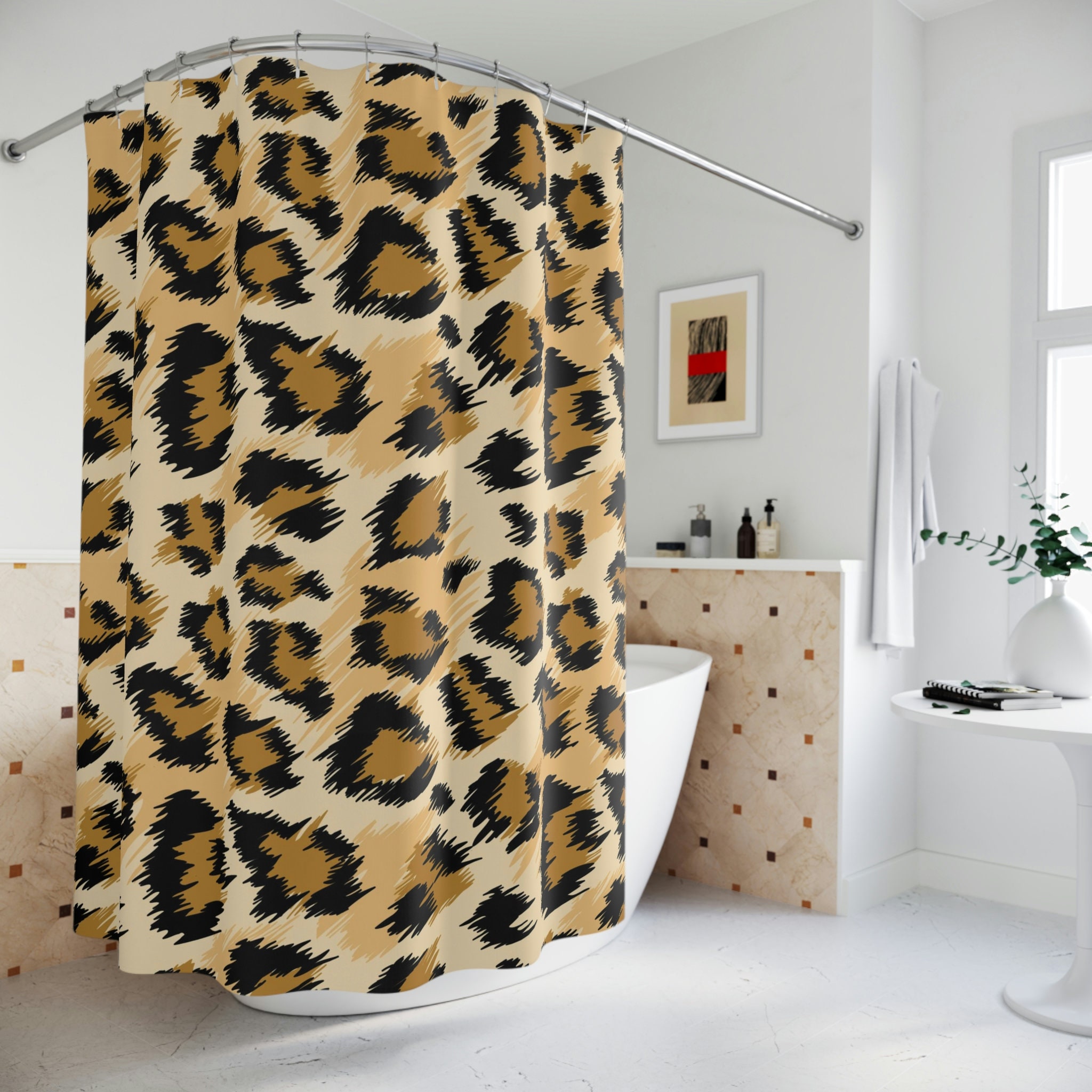 Chic Leopard Print Shower Curtain, Flattering Bathroom Decor