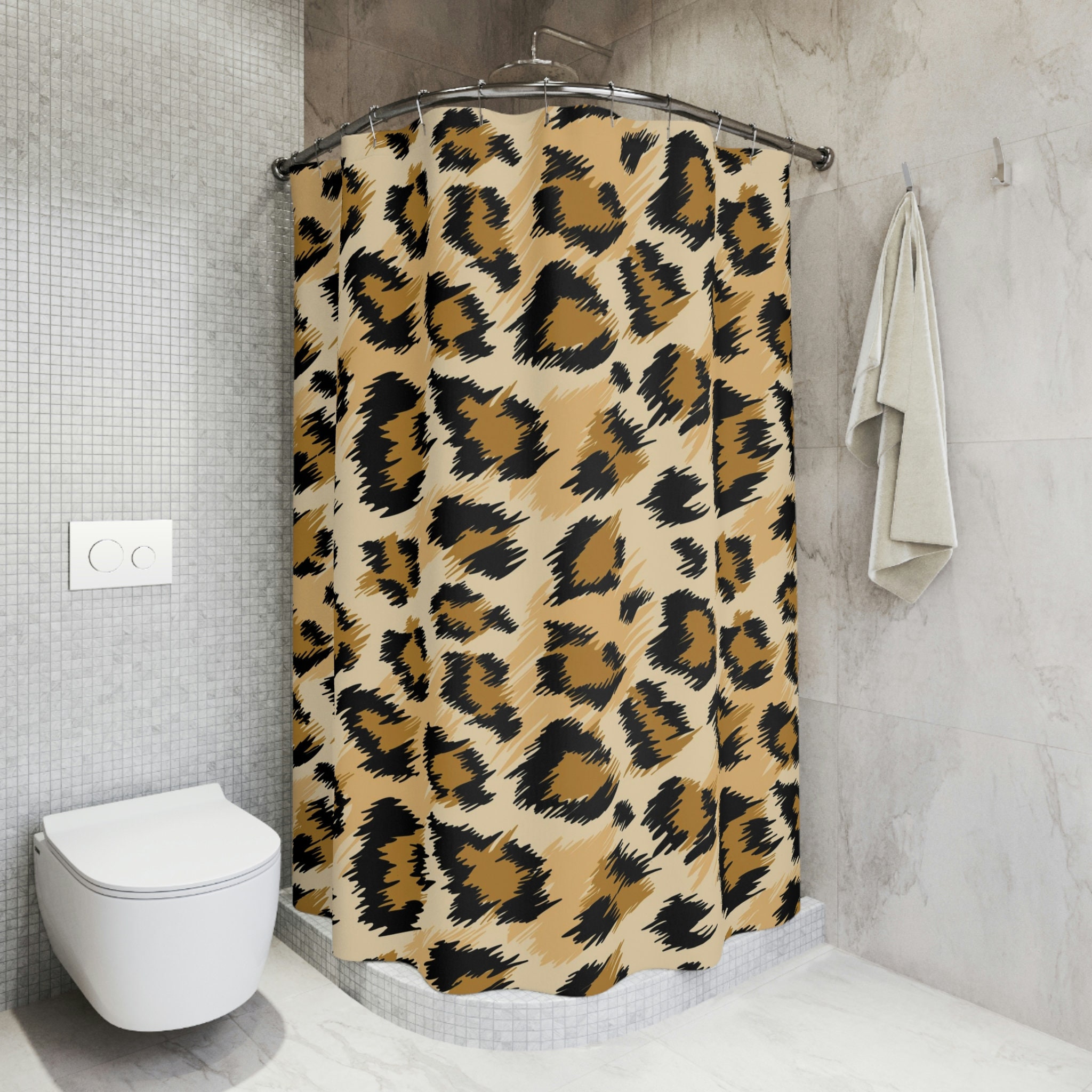 Chic Leopard Print Shower Curtain, Flattering Bathroom Decor