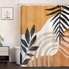 Chic Orange Boho Leaves Fabric Shower Curtain For Waterproof Bathroom Decor