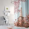 Chic Paris Themed Decor Shower Curtain with Eiffel Tower and French Quotes