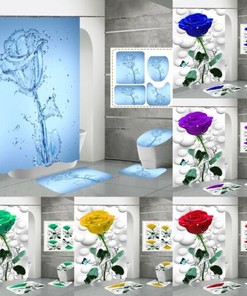 Chic Rose Butterflies Perfume Shower Curtain with Highly Durable and Waterproof Fabric Material for Your Bathroom Decor