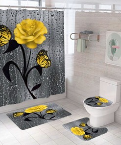 Chic Rose Butterflies Perfume Shower Curtain with Highly Durable and Waterproof Fabric Material for Your Bathroom Decor