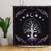Chic Tree of Life Shower Curtain with Purple Galaxy Geometric Circle Border Design for Abstract Bathroom Decor 