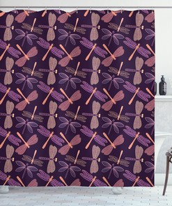 Chic Vintage Animal Print Dragonfly Shower Curtain For Kids' Bathroom