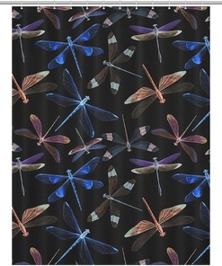 Chic Watercolor Dragonflies Pattern Bath and Shower Curtain with Waterproof Materials