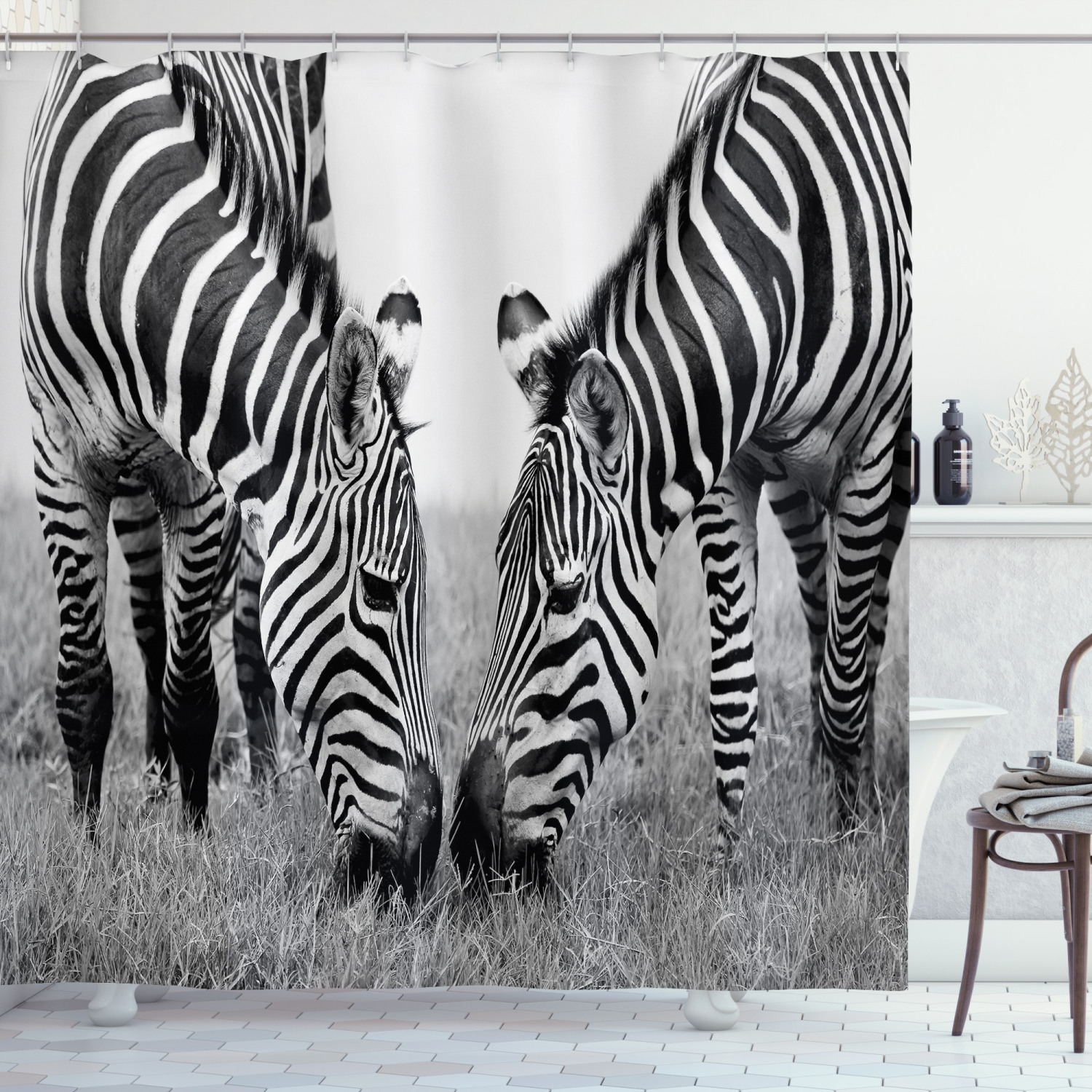 Chic Zebra Print Shower Curtain for Modern Bathroom Style