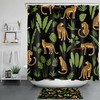 Chic and Fun Monstera Palm Banana Leaf Leopard Shower Curtain for Bathroom Decor
