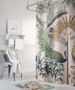 Chic and Modern Jungle Green Leaf Shower Curtain for Stylish Bathroom Decor 
