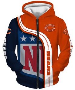 Chicago Bears All Over Print 3D Hoodie Pullover Zip Hoodie - Perfect Gifts For Fans