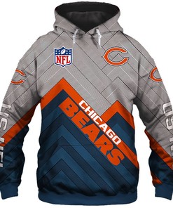 Chicago Bears Hoodie - All Over Print 3D Zip Hoodie Pullover - Sizes S-5Xl
