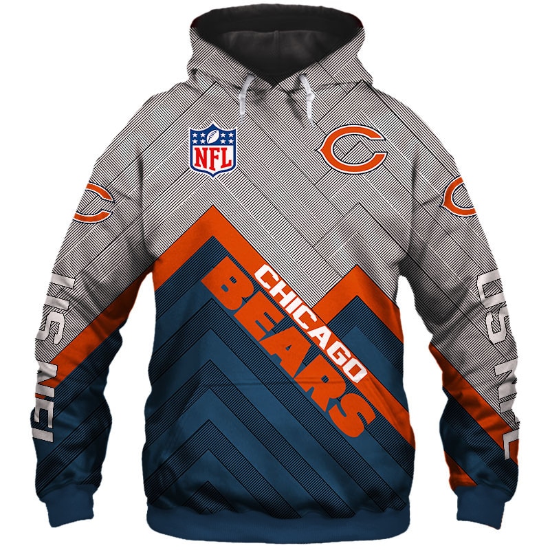 Chicago Bears Hoodie - All Over Print 3D Zip Hoodie Pullover - Sizes S-5Xl