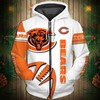 Chicago Bears Hoodie With 3D Balls Graphic Zip Hoodie Pullover - Perfect Gifts For Fans
