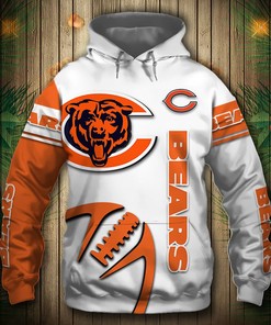 Chicago Bears Hoodie With 3D Balls Graphic Zip Hoodie Pullover - Perfect Gifts For Fans