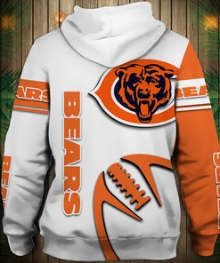 Chicago Bears Hoodie With 3D Balls Graphic Zip Hoodie Pullover - Perfect Gifts For Fans