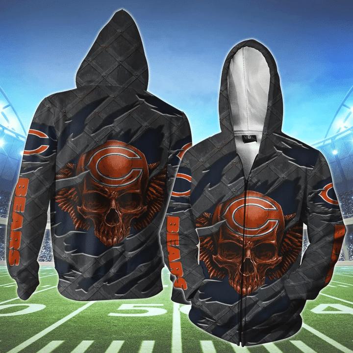Chicago Bears Skull 3D Hoodie - Perfect Gift For Fans