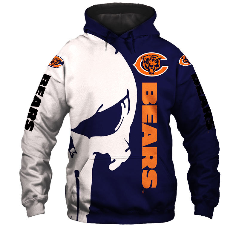 Chicago Bears Skull Printed Hoodie - Perfect Gifts For Fans
