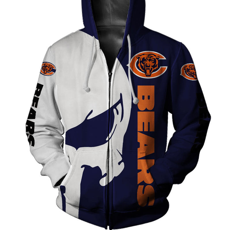 Chicago Bears Skull Printed Hoodie - Perfect Gifts For Fans