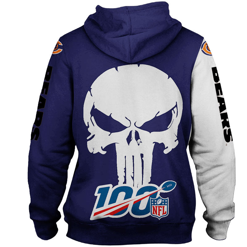 Chicago Bears Skull Printed Hoodie - Perfect Gifts For Fans