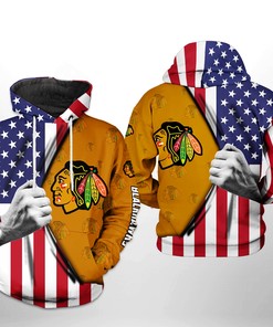 Chicago Blackhawks 3D Tribal Skull All Over Print Zip Up Hoodie For Men