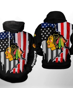 Chicago Blackhawks 3D Us Flag Team All Over Print Zip Up Hoodie For Men