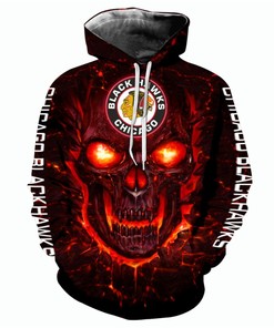 Chicago Blackhawks Hoodie With A Halloween Twist - 3D Skulls Pullover Nhl