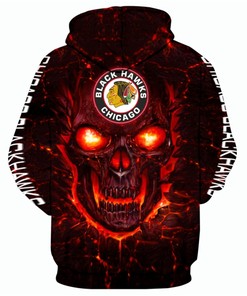 Chicago Blackhawks Hoodie With A Halloween Twist - 3D Skulls Pullover Nhl