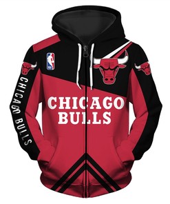 Chicago Bulls All Over Print 3D Zip Hoodie - Perfect Gifts For Fans