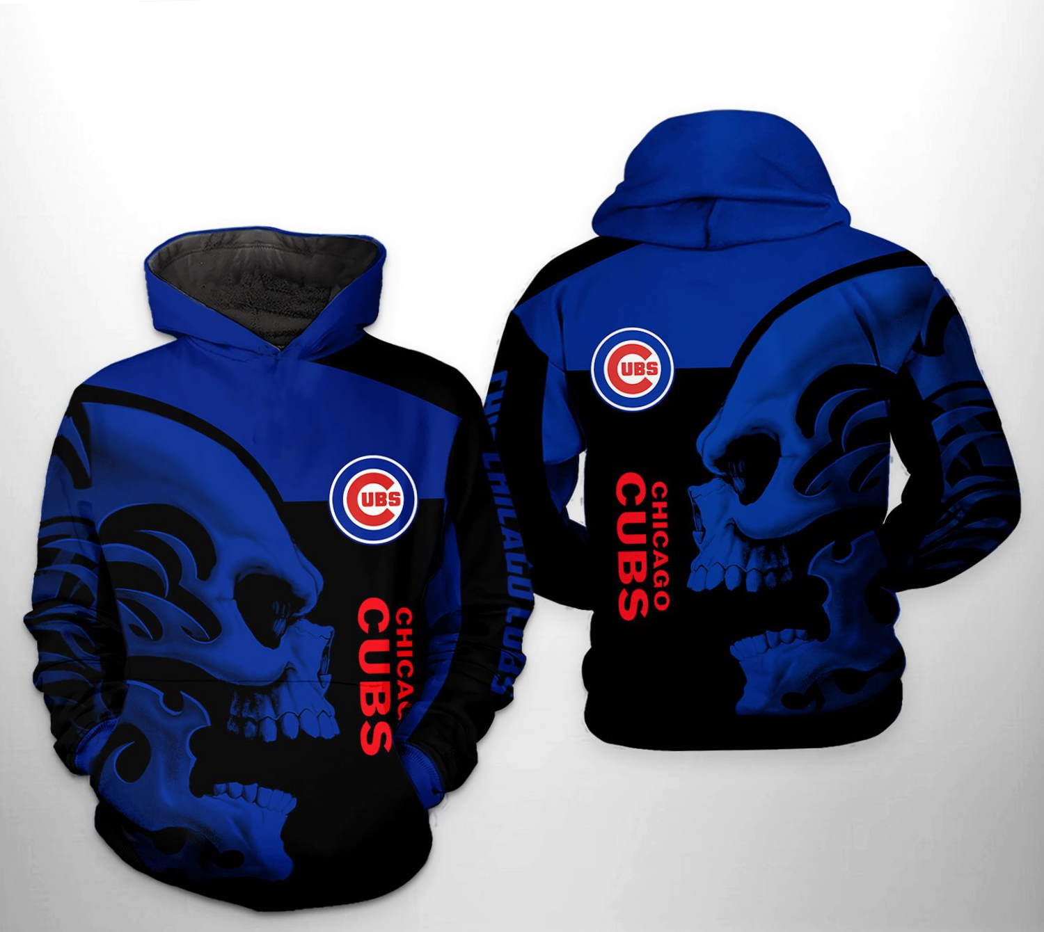 Chicago Cubs Skull 3D Hoodie For Men - Be Edgy And Fashionable