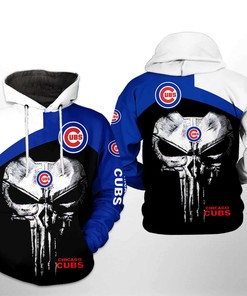Chicago Cubs Skull Punisher 3D Hoodie For Men - Show Your Attitude
