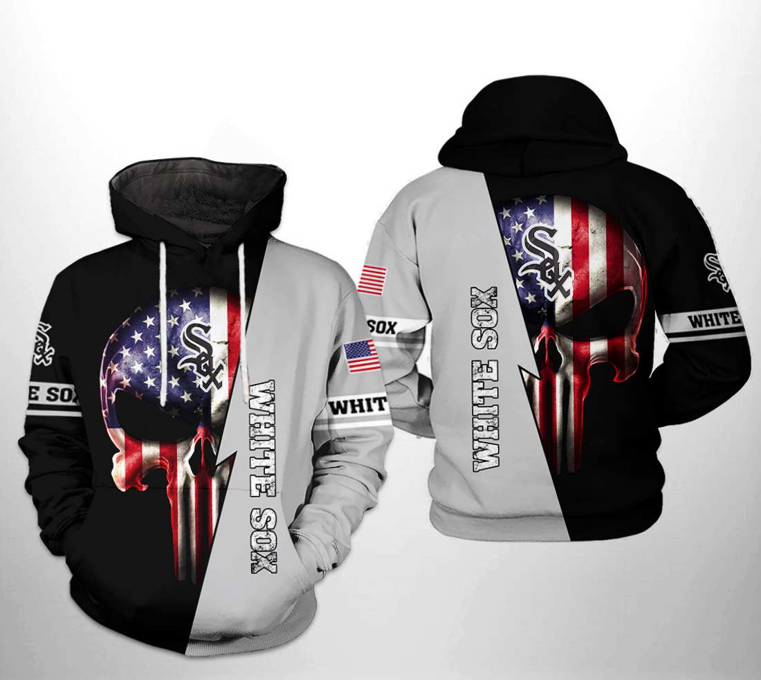 Chicago White Sox Us Flag Skull 3D Hoodie For Men - Be Bold And Patriotic