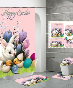 Chick And Flower Easter Rabbit Shower Curtain