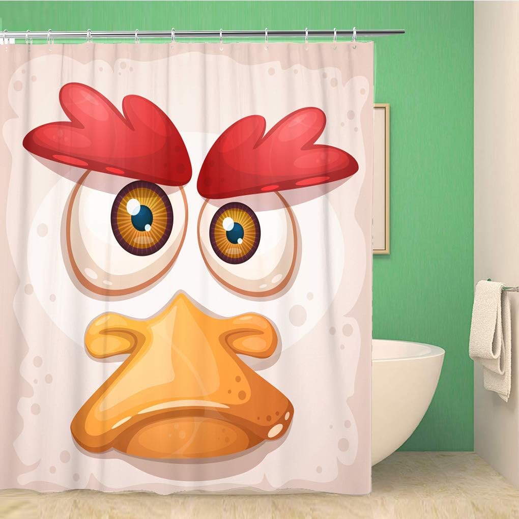 Chicken Rooster and Duck Family Calligraphy Shower Curtain