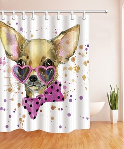 Chihuahua Dog Shower Curtain, Fun Waterproof Women Bathroom Decor