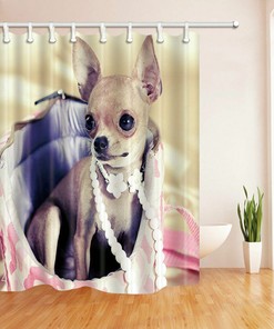 Chihuahua Fabric Shower Curtain for Cute Animal Bathroom Design