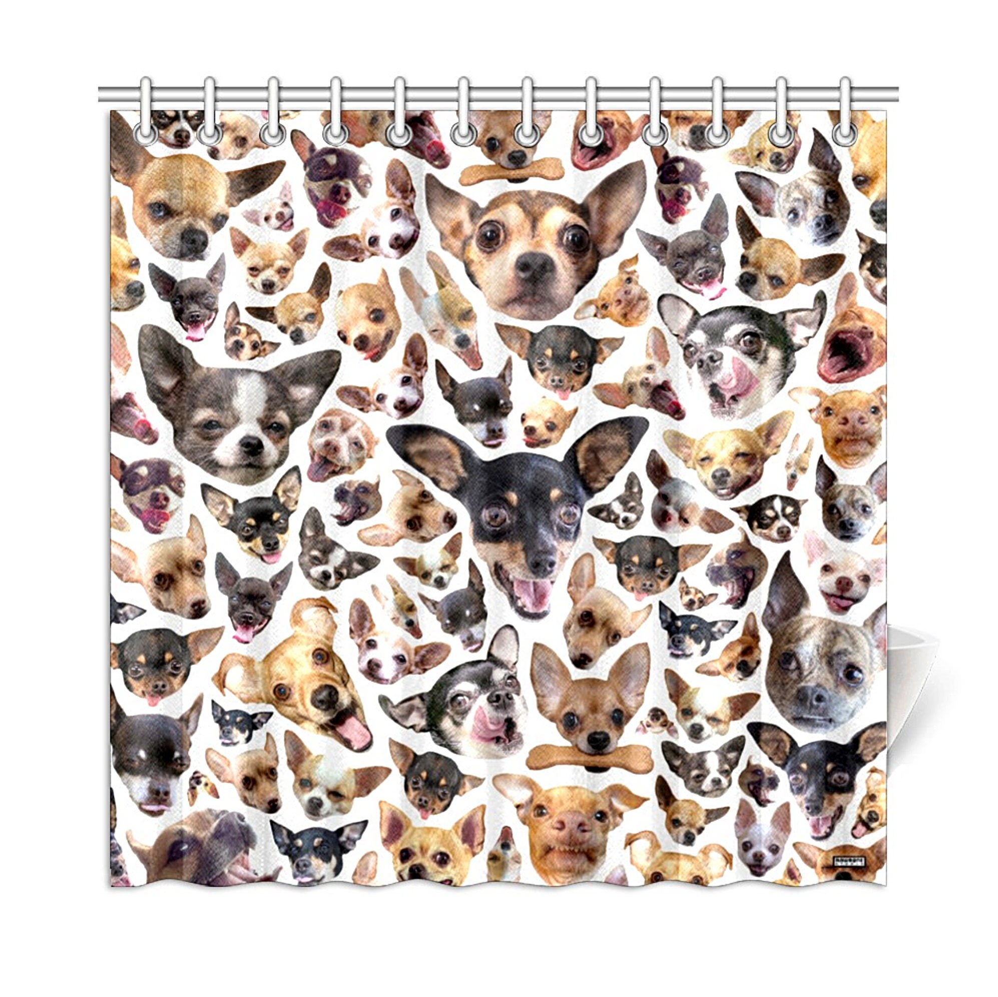 Chihuahua Portraits Novelty Shower Curtain, Fun Bathroom Decoration - Image 2