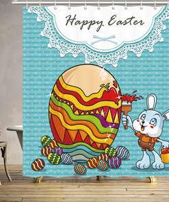 Child Easter Bunny & Egg Shower Curtain - Festive Bathroom Decoration