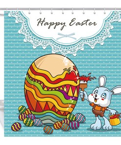 Child Easter Bunny & Egg Shower Curtain - Festive Bathroom Decoration