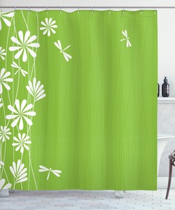 Childish Spring Art Dragonfly Shower Curtain For Cute Kids' Bathroom