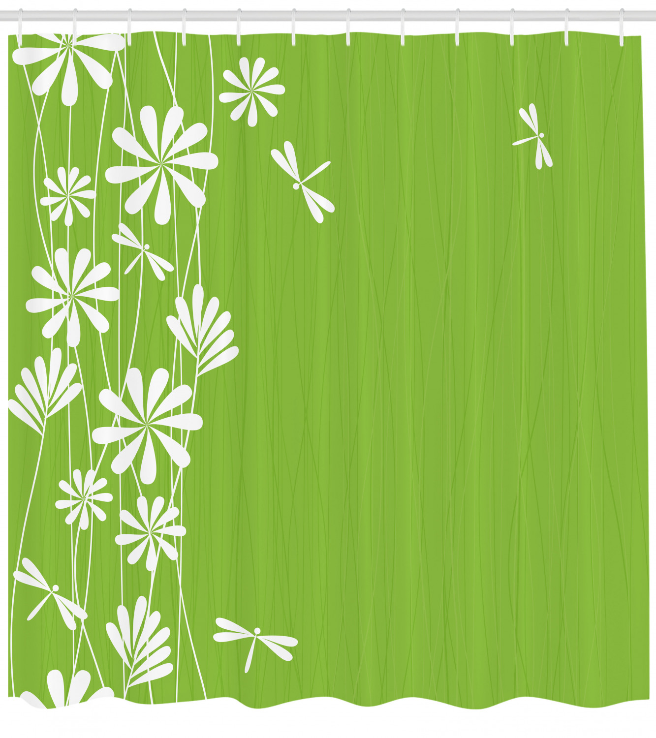Childish Spring Art Dragonfly Shower Curtain For Cute Kids' Bathroom - Image 4