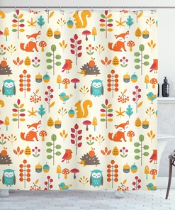Children Shower Curtain, Forest Animal Print For Your Bathroom