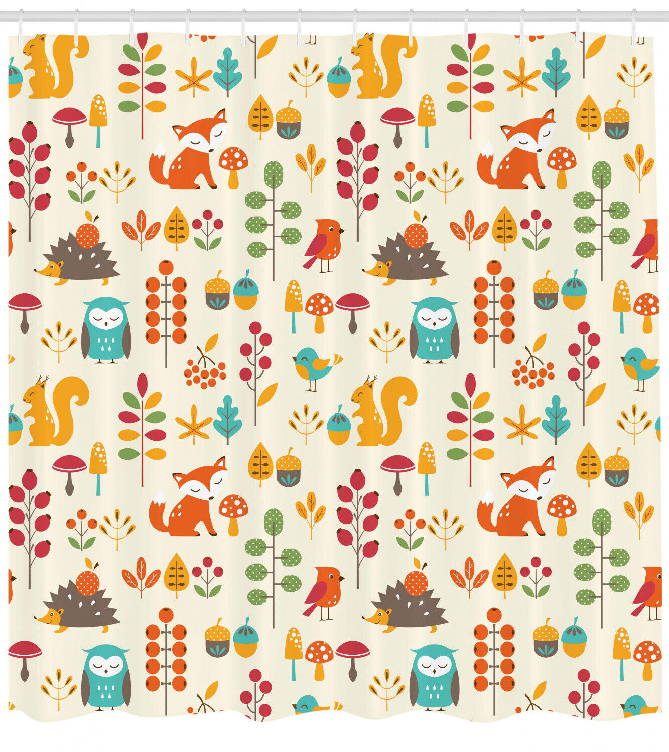 Children Shower Curtain, Forest Animal Print For Your Bathroom - Image 2