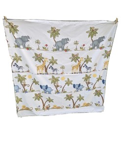 Children'S Shower Curtain With Animals Of The Jungle, Elephant Giraffe Monkeys Lion, For Kids Bathroom