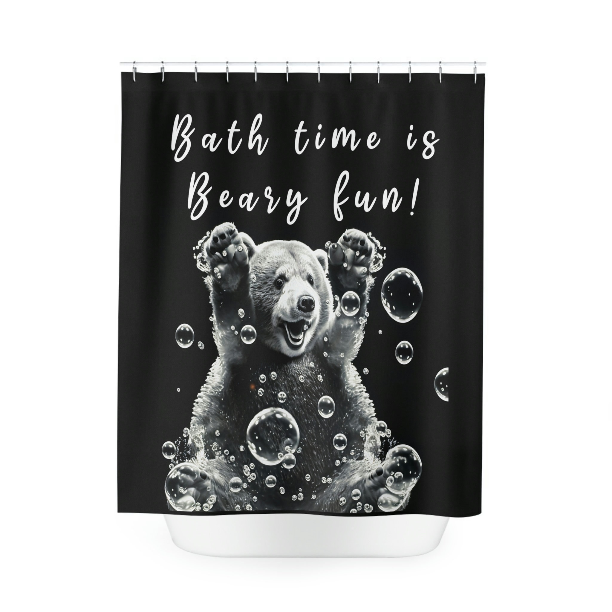 Children'S Shower Curtain With Bear Theme Design, Perfect For Animal-Loving Kids