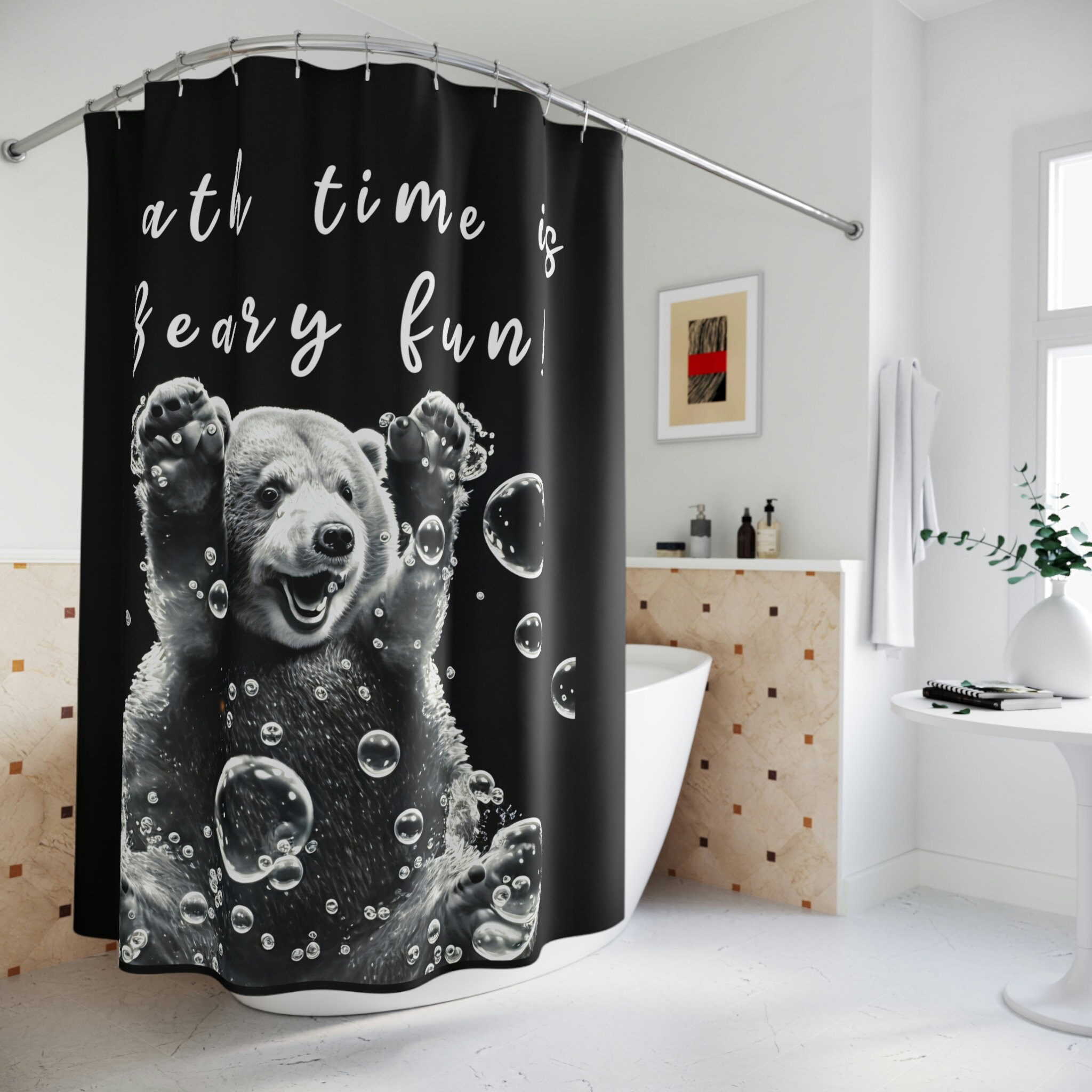 Children'S Shower Curtain With Bear Theme Design, Perfect For Animal-Loving Kids - Image 3