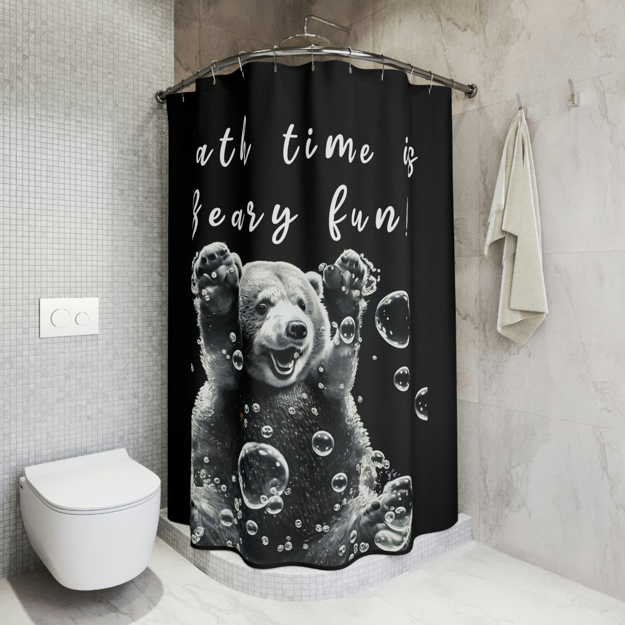 Children'S Shower Curtain With Bear Theme Design, Perfect For Animal-Loving Kids - Image 4