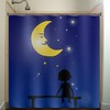 Children's Shower Curtain with Starry Night Star Moon Design 