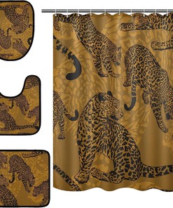 Chill Out With Alaza Vintage Wild Leopard Print Shower Curtain And Mat Set.