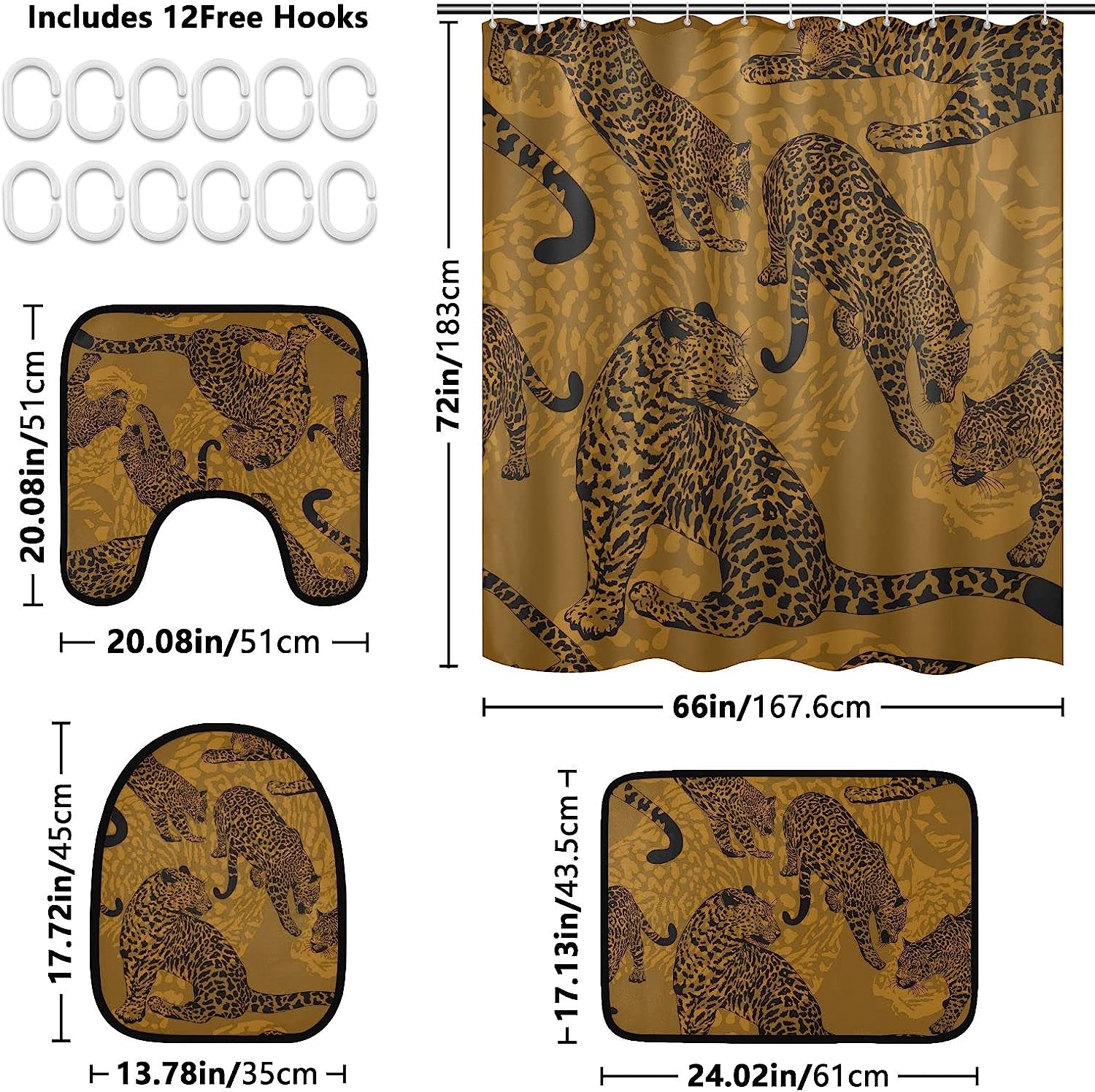 Chill Out With Alaza Vintage Wild Leopard Print Shower Curtain And Mat Set. - Image 2