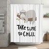 Chill Sloth Shower Curtain, Funny Sleeping Baby Animal, Gray and White Fabric